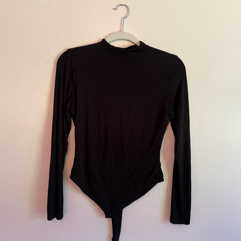 Black long sleeve mock neck bodysuit